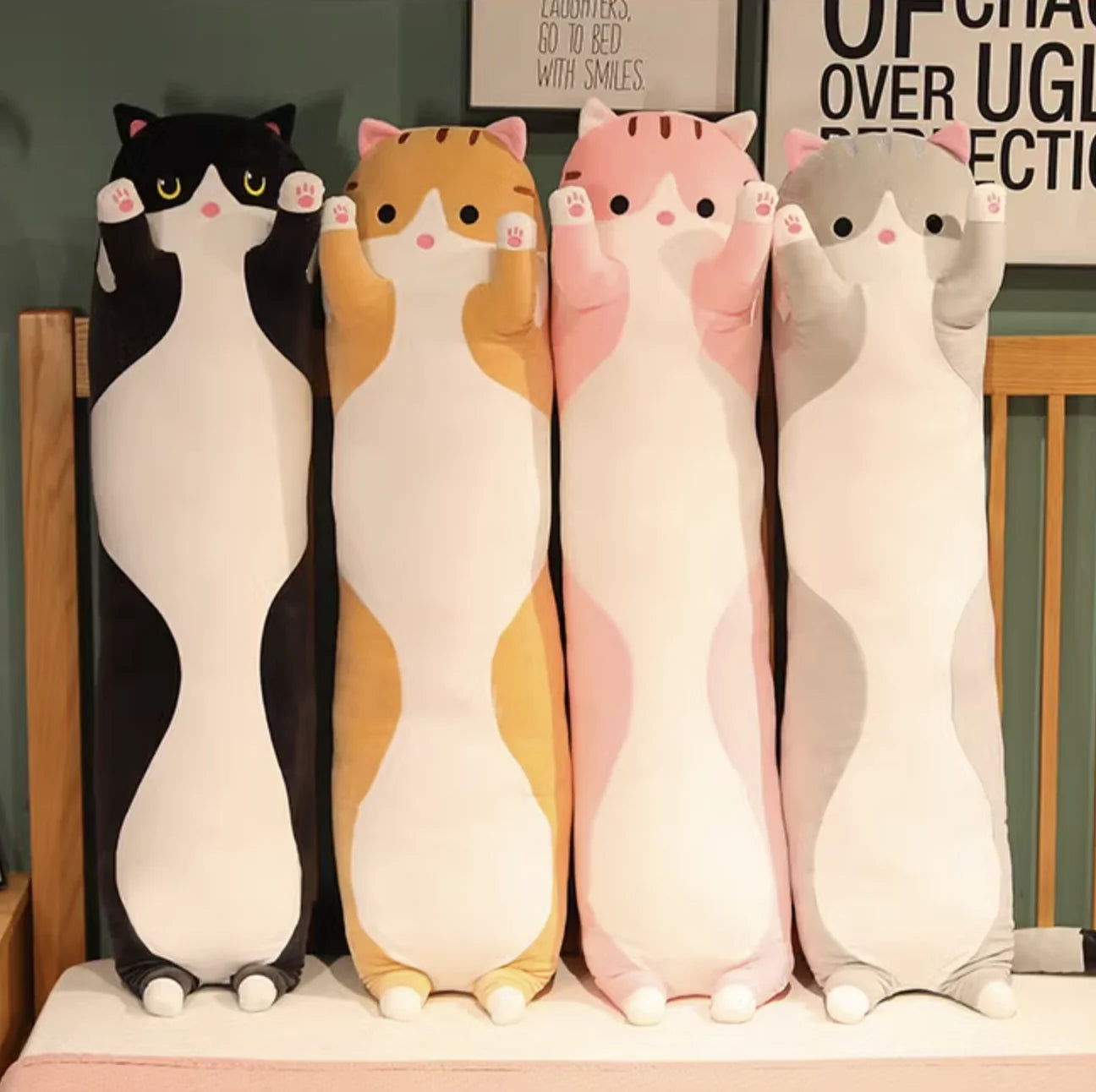 50-130cm Squishy Long Cats Doll Plush Toy Ultra Soft Kawaii Cat Hug Pillow Body Animal Sleeping Companion Kids Birthday Gift
