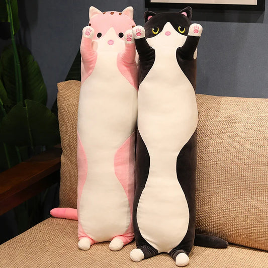 50-130cm Squishy Long Cats Doll Plush Toy Ultra Soft Kawaii Cat Hug Pillow Body Animal Sleeping Companion Kids Birthday Gift