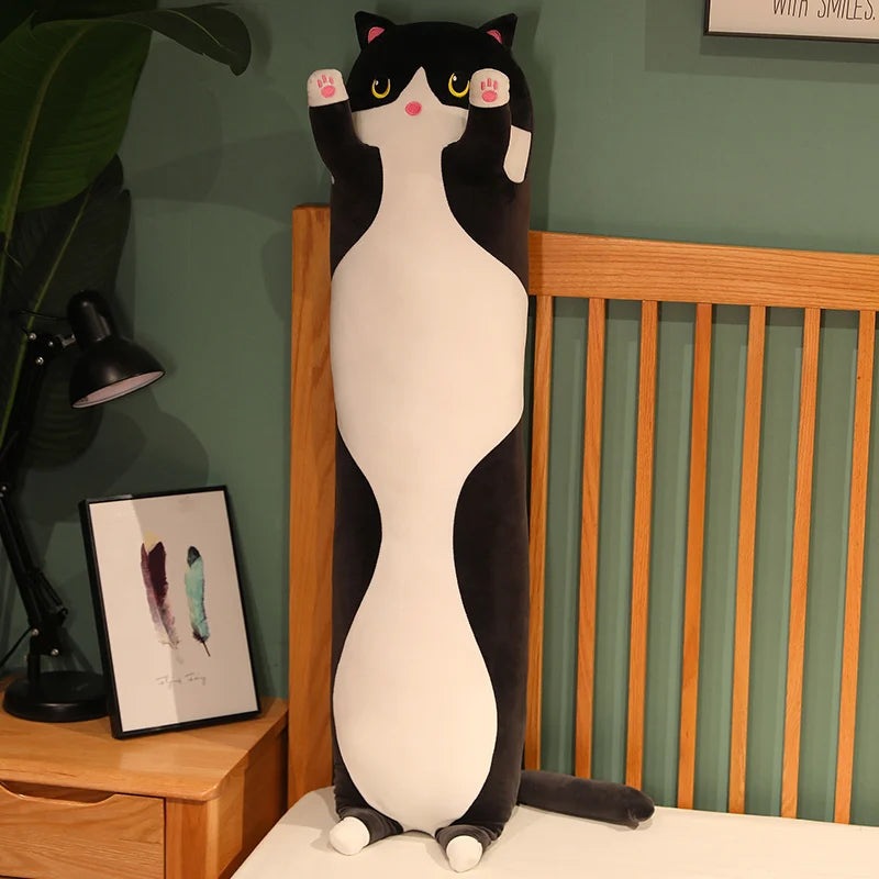 50-130cm Squishy Long Cats Doll Plush Toy Ultra Soft Kawaii Cat Hug Pillow Body Animal Sleeping Companion Kids Birthday Gift