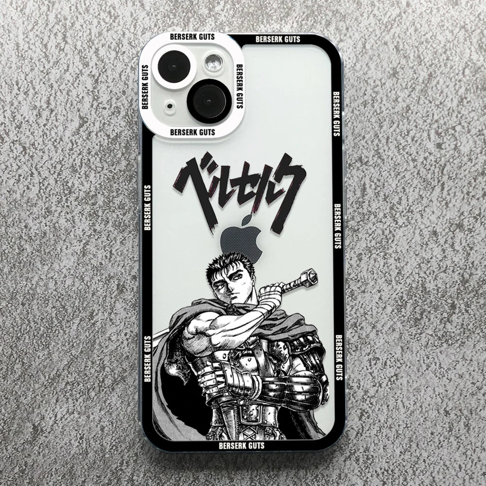 Japanese anime Berserk Guts Zodd Phone Case For iPhone 13 12 11 14 15 16 Pro Max XSMAX X XR 14 16 Plus Clear Soft Silicone Case
