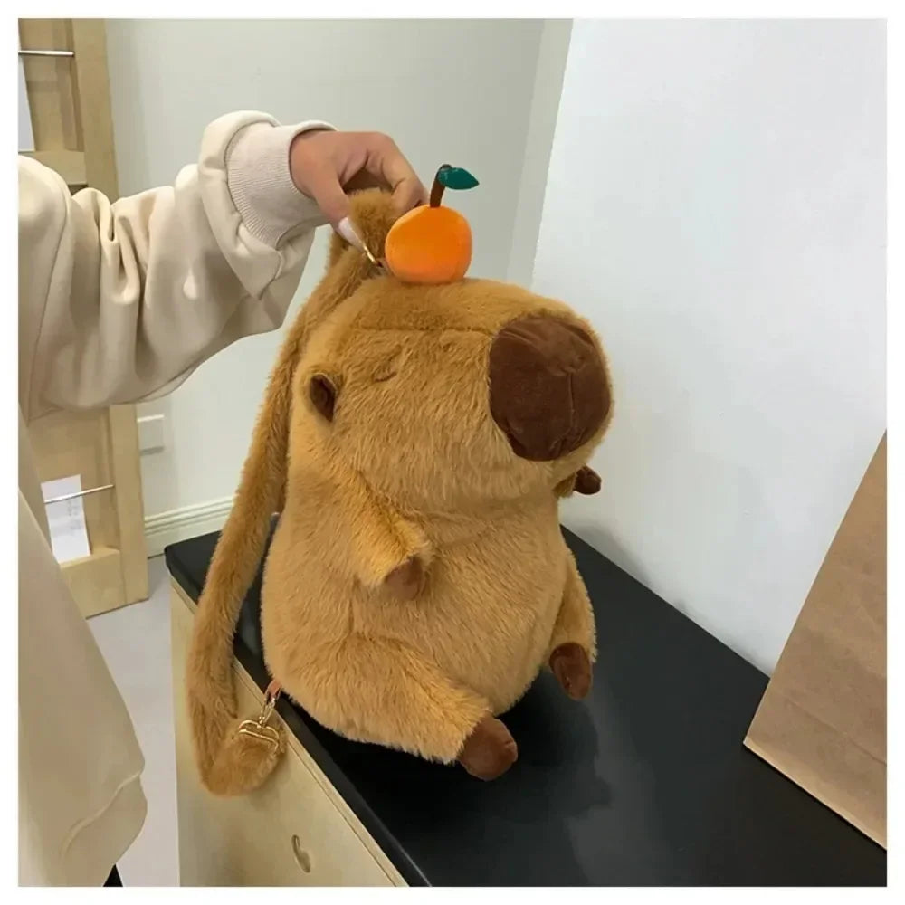 Capybara Plush Backpack Kawaii Fashion Plushie Doll Fur Bag Children's Bag Shoulder Bag Mini Knapsack Bags Gifts For Girlfriend