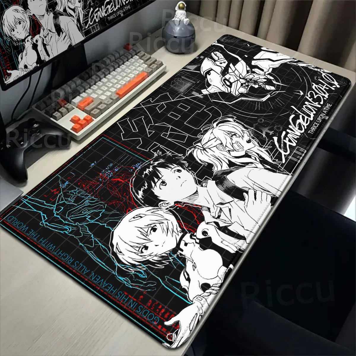 Anime Mousepad E-Evangelions Gamer Non-slip Deskmat Xl Large Gaming Office Accessories Mouse Pad Suture Edge Rubber Keyboard Rug