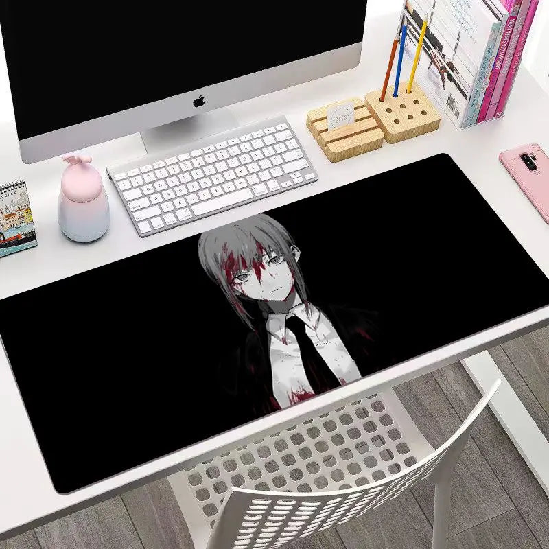Chainsaw Man Anime mouse pad Large desk pad xxl rubber keyboard mouse carpet anti-slip gamer mousepad laptop Makima desk mat