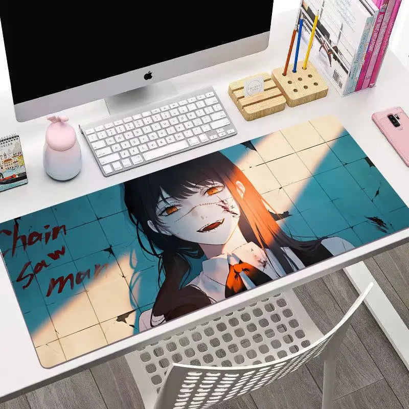 Chainsaw Man Anime mouse pad Large desk pad xxl rubber keyboard mouse carpet anti-slip gamer mousepad laptop Makima desk mat