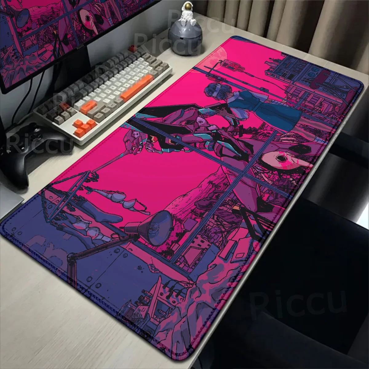Anime Mousepad E-Evangelions Gamer Non-slip Deskmat Xl Large Gaming Office Accessories Mouse Pad Suture Edge Rubber Keyboard Rug