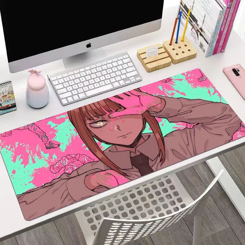 Chainsaw Man Anime mouse pad Large desk pad xxl rubber keyboard mouse carpet anti-slip gamer mousepad laptop Makima desk mat