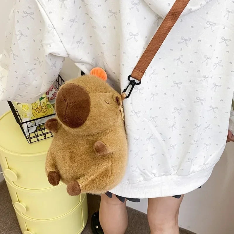 Capybara Plush Backpack Kawaii Fashion Plushie Doll Fur Bag Children's Bag Shoulder Bag Mini Knapsack Bags Gifts For Girlfriend