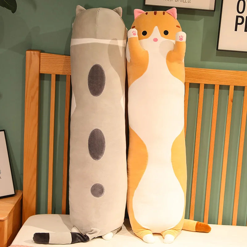 50-130cm Squishy Long Cats Doll Plush Toy Ultra Soft Kawaii Cat Hug Pillow Body Animal Sleeping Companion Kids Birthday Gift
