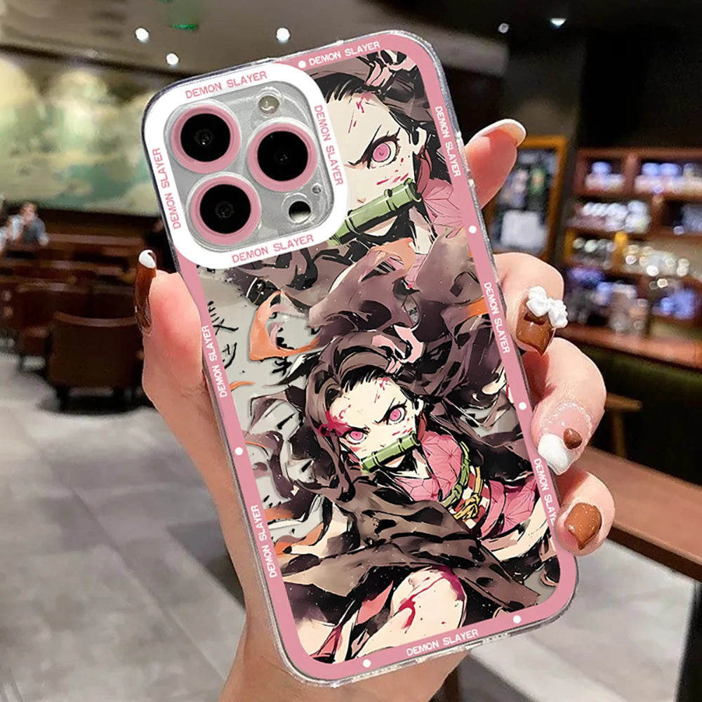 Japanese anime Demons Slayers Phone Case For iPhone 16 15 14 13 12 11 Mini Pro Max X XR XSMax 7 8 Plus SE20 Transparent Cover