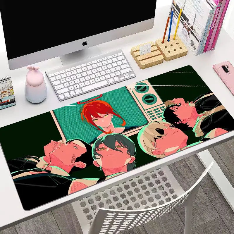 Chainsaw Man Anime mouse pad Large desk pad xxl rubber keyboard mouse carpet anti-slip gamer mousepad laptop Makima desk mat
