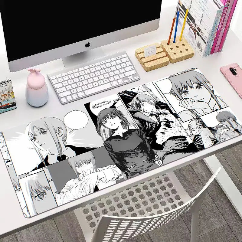 Chainsaw Man Anime mouse pad Large desk pad xxl rubber keyboard mouse carpet anti-slip gamer mousepad laptop Makima desk mat