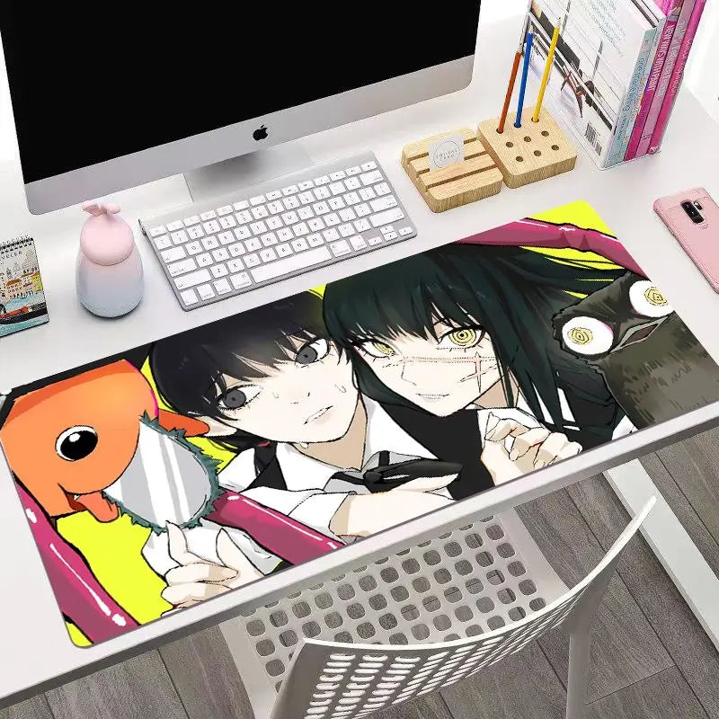Chainsaw Man Anime mouse pad Large desk pad xxl rubber keyboard mouse carpet anti-slip gamer mousepad laptop Makima desk mat